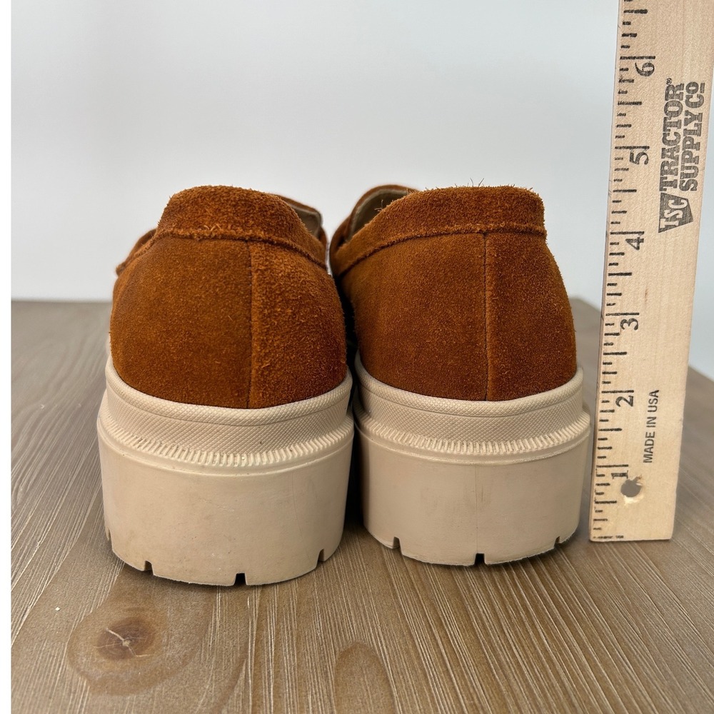 Patina Womens Chunky Brown Suede Leather Lug Sole Penny Loafers Size 11 - Picture 4 of 9